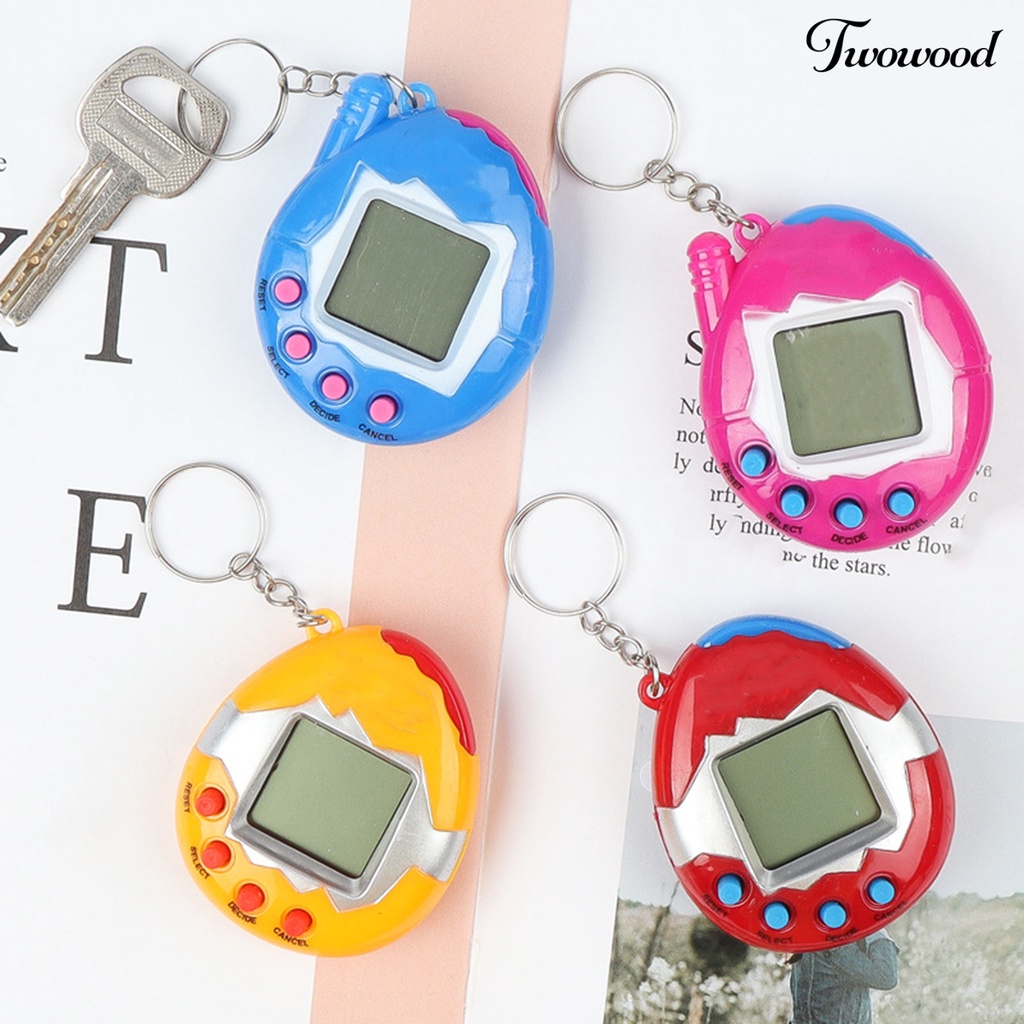 Twowood Pocket Game Console Handheld Virtual Pet Feeding Tekan Untuk Bermain Dengan Gesper Gantung Nostalgia Konsol Hewan Peliharaan Elektronik Mainan Anak