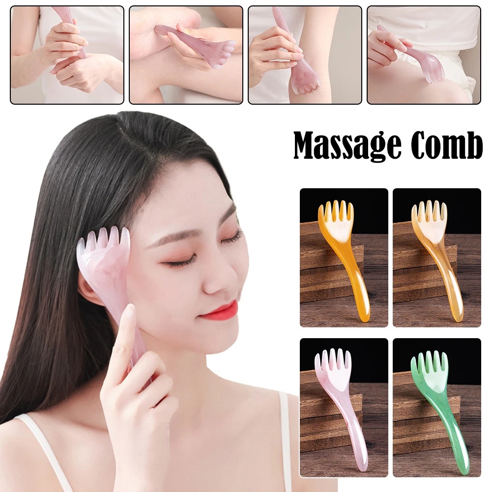 1pc Resin Sisir Pijat Lima Cakar Meridian Pijat Kepala Menggores Tongkat 3warna Kepala Tubuh Pijat Scalp Scraping Board Scalp Press Artefak Perawatan Kecantikan Alat Untuk Wanita