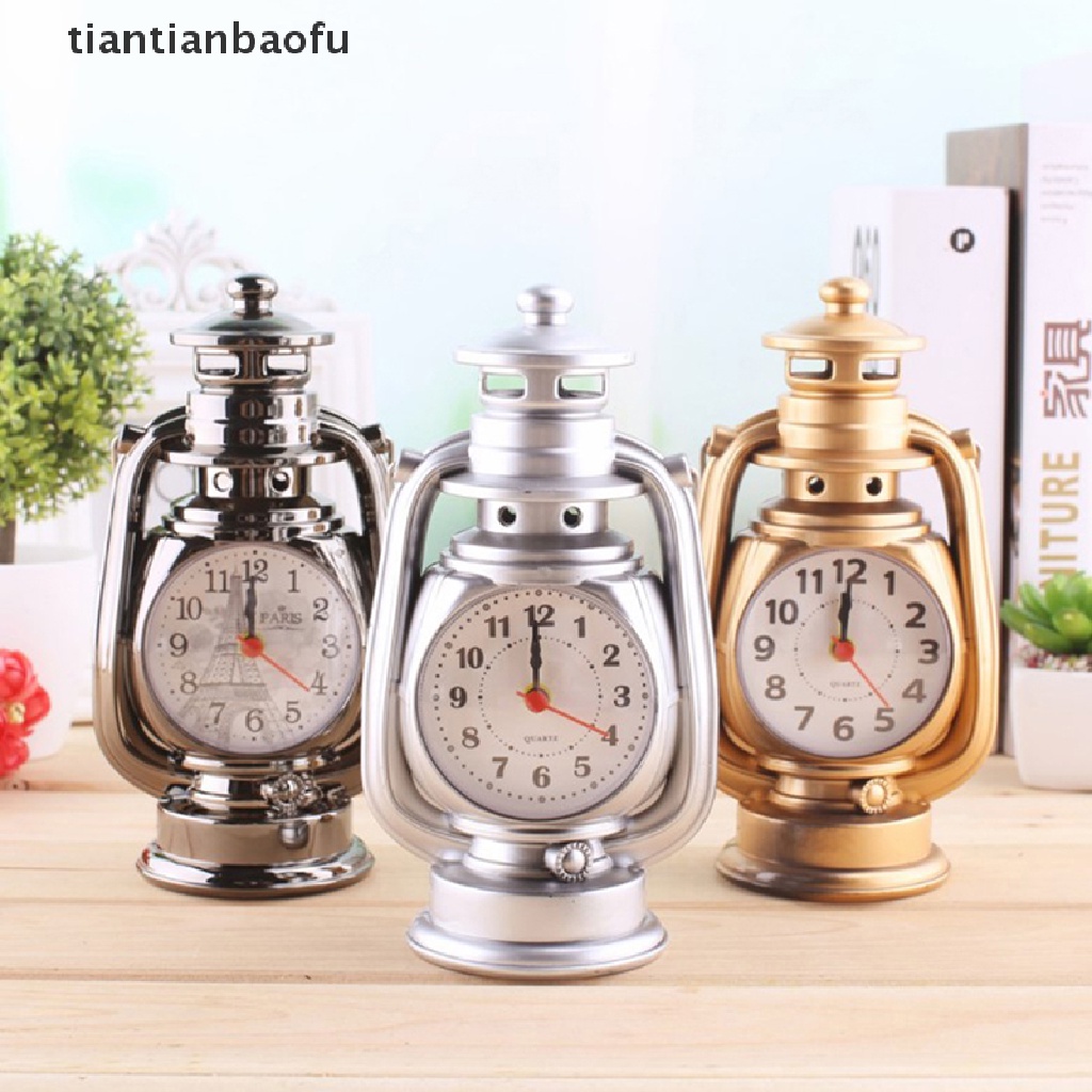 [tiantianbaofu] 1pc Jam Alarm Lampu Minyak Tanah Retro Vintage Alarm Clock Jam Meja Untuk Butik Rumah