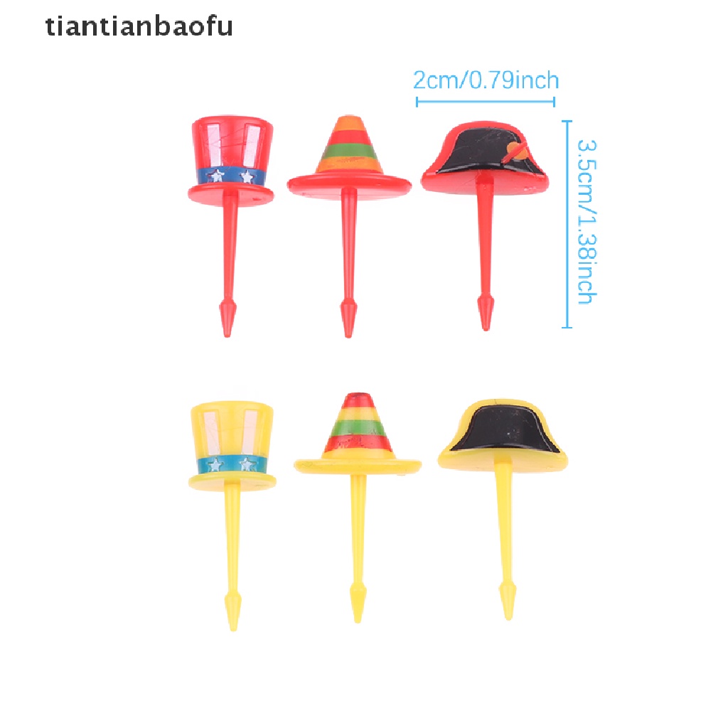 [tiantianbaofu] 6pcs/set Topi Mini Food Pick Kid Food Garpu Buah Bento Box Decor Reusable Boutique