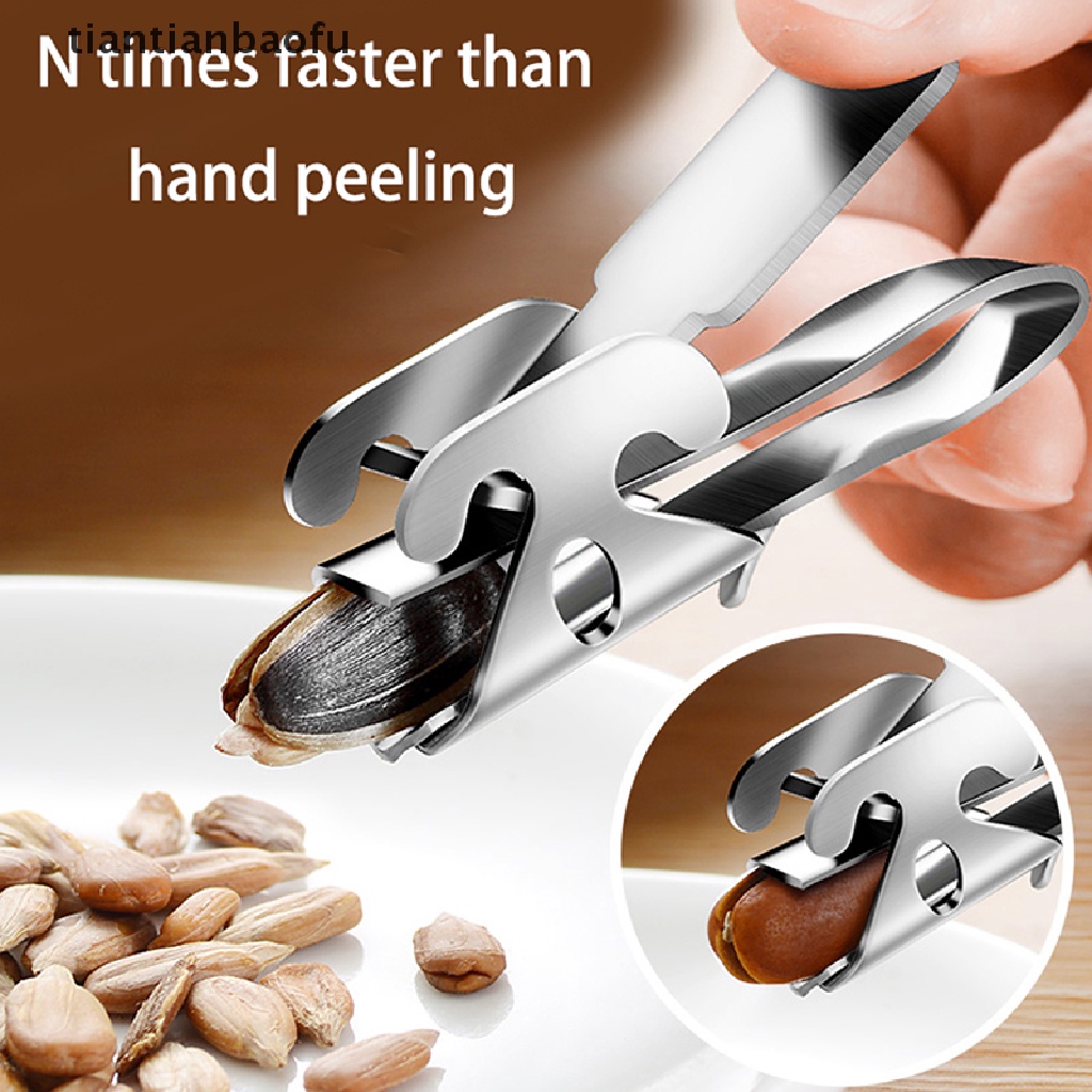 [tiantianbaofu] Stainless Steel Benih Melon Mengupas Artefak Pine Nut Opening Device Pemipil Butik