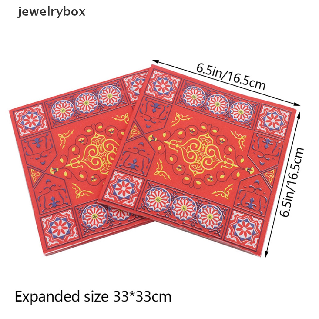 [jewelrybox] 20pcs/pack Dekorasi Ramadhan Eid Mubarak Printed Holiday Napkin Tisu Wajah Butik