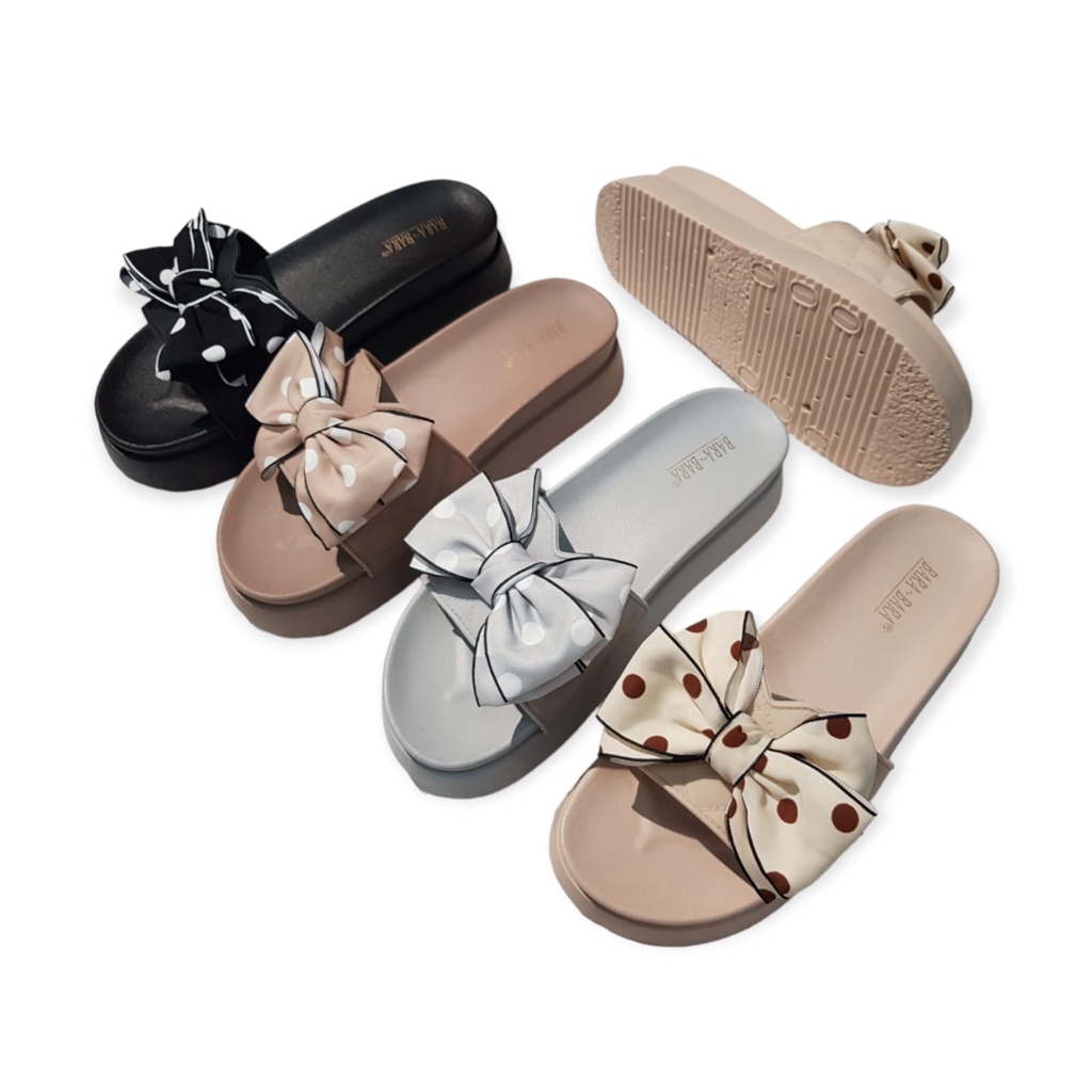 Bara~Bara Sandal Selop Karet Wanita Pita Kain Polkadot JSL219V-20 (D6)