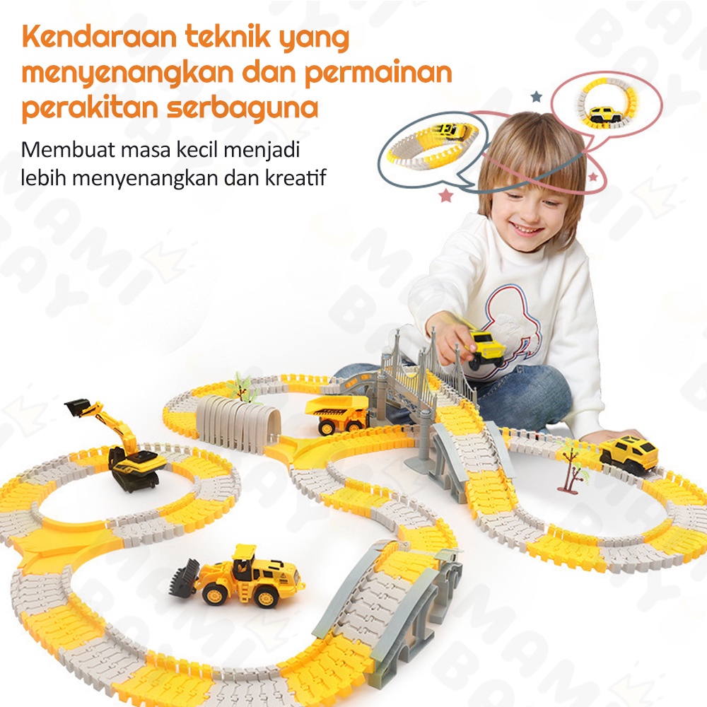 Mamibayi Diy City Truck Mainan Anak Mobil Mobilan Elektrik Mainan Mobil Track Anak Laki Laki