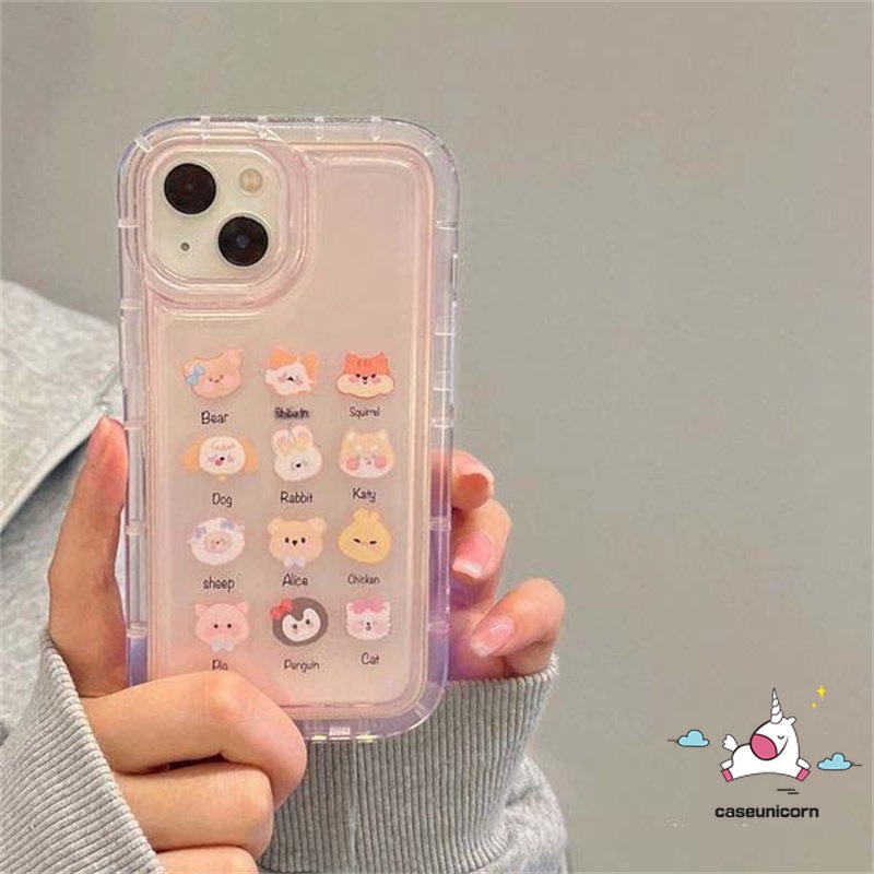 IPHONE Kawaii Casing Ponsel Shell Kompatibel Untuk Iphone11 14 13 12 Pro MAX 7Plus XR 6 6S Plus X XS MAX Ins Cherry Candy Kartun Hewan Lucu Beruang Kodok Lembut Tpu Shockproof Airbag Cover