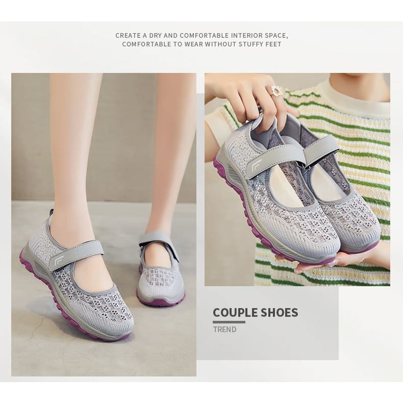 TOPGROSIR LV0284 Sepatu Sneakers Wanita Strap VelcroModel Terbaru Import