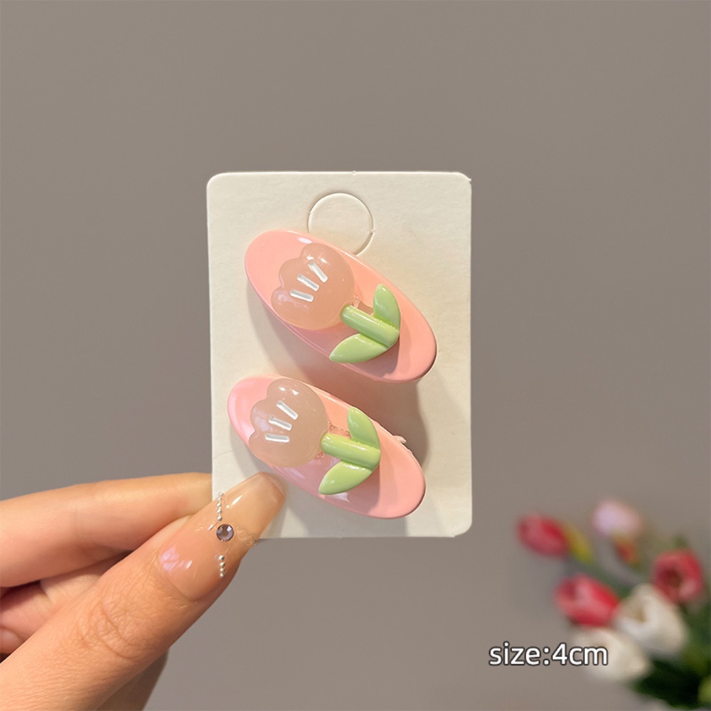 1pasang Pink/Putih Anak Jepit Rambut Kecil Tulip Manis Klip Sisi Bunga Lucu Akrilik Duckbill Musim Panas Gadis Fashion Aksesoris Rambut