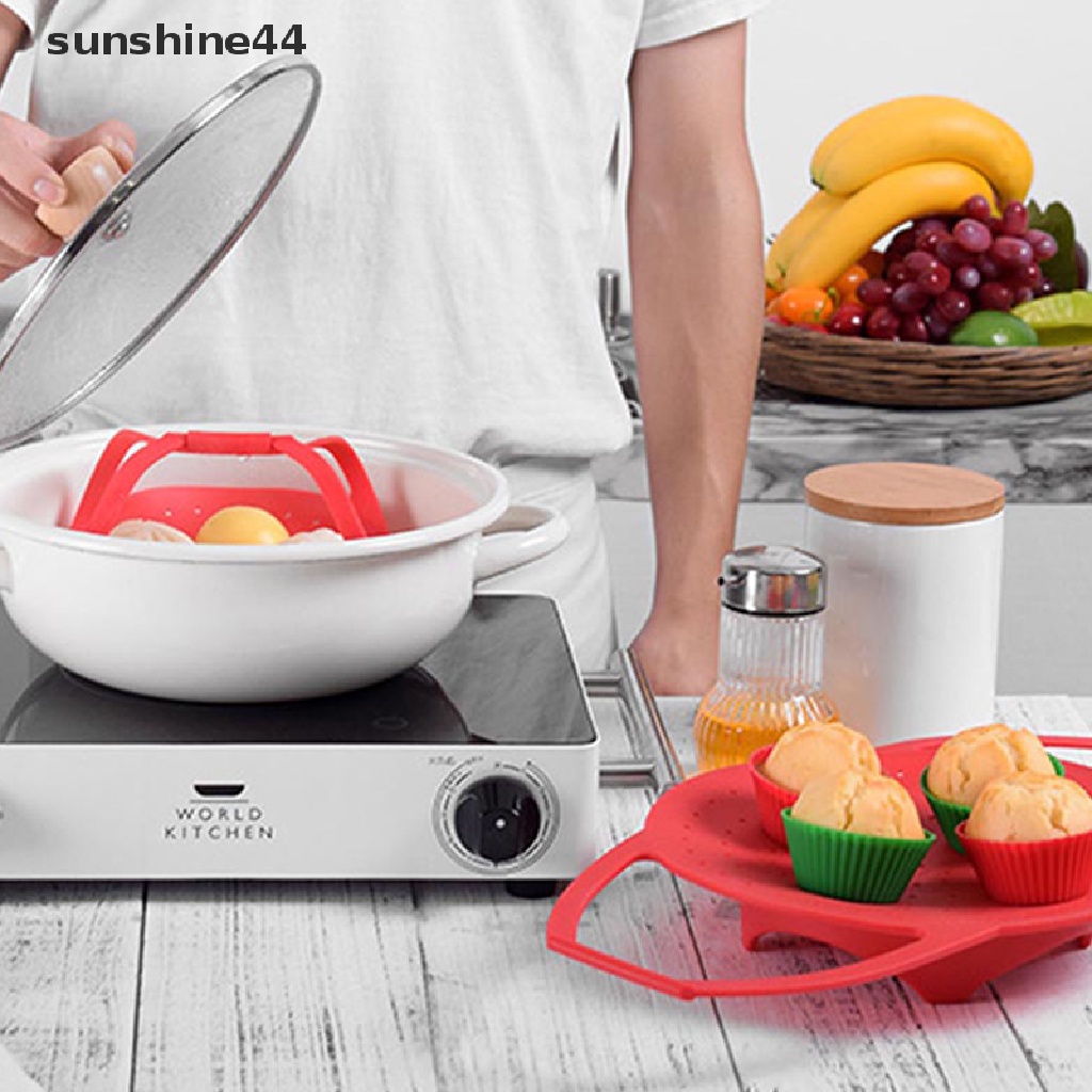 Sunshine Kitchen Egg Steamer Drain Rack Tahan Panas Food Grade Silikon Makanan Sling ID