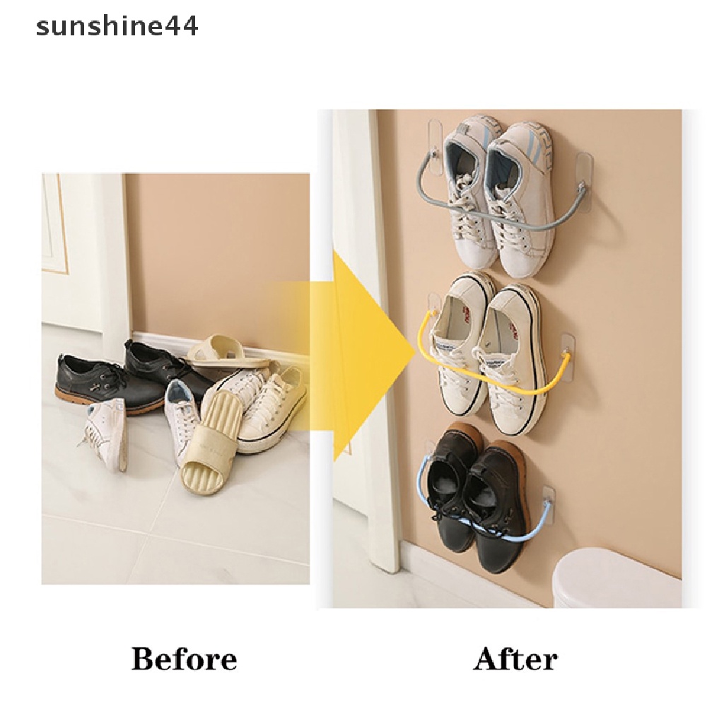 Sunshine Rak Sepatu Tempel Dinding Lipat Shoes Hanger Sandal Drain Storage Rack Shelf ID