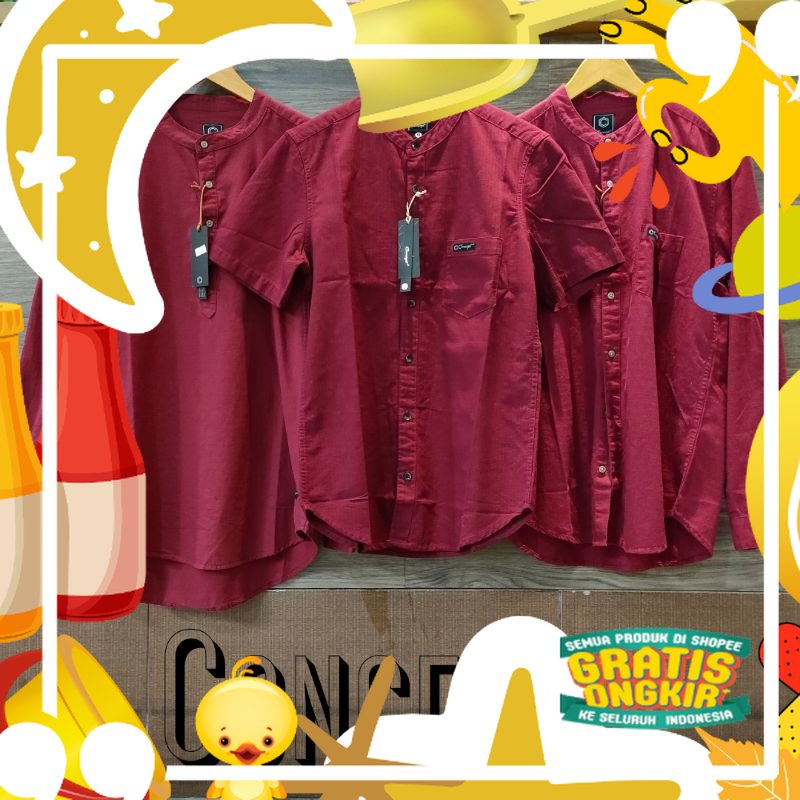 Kemeja Pria Kasual Original Concept Merah Marun. Kemeja Pria Merah Maroon Lengan Pendek Lengan Panja