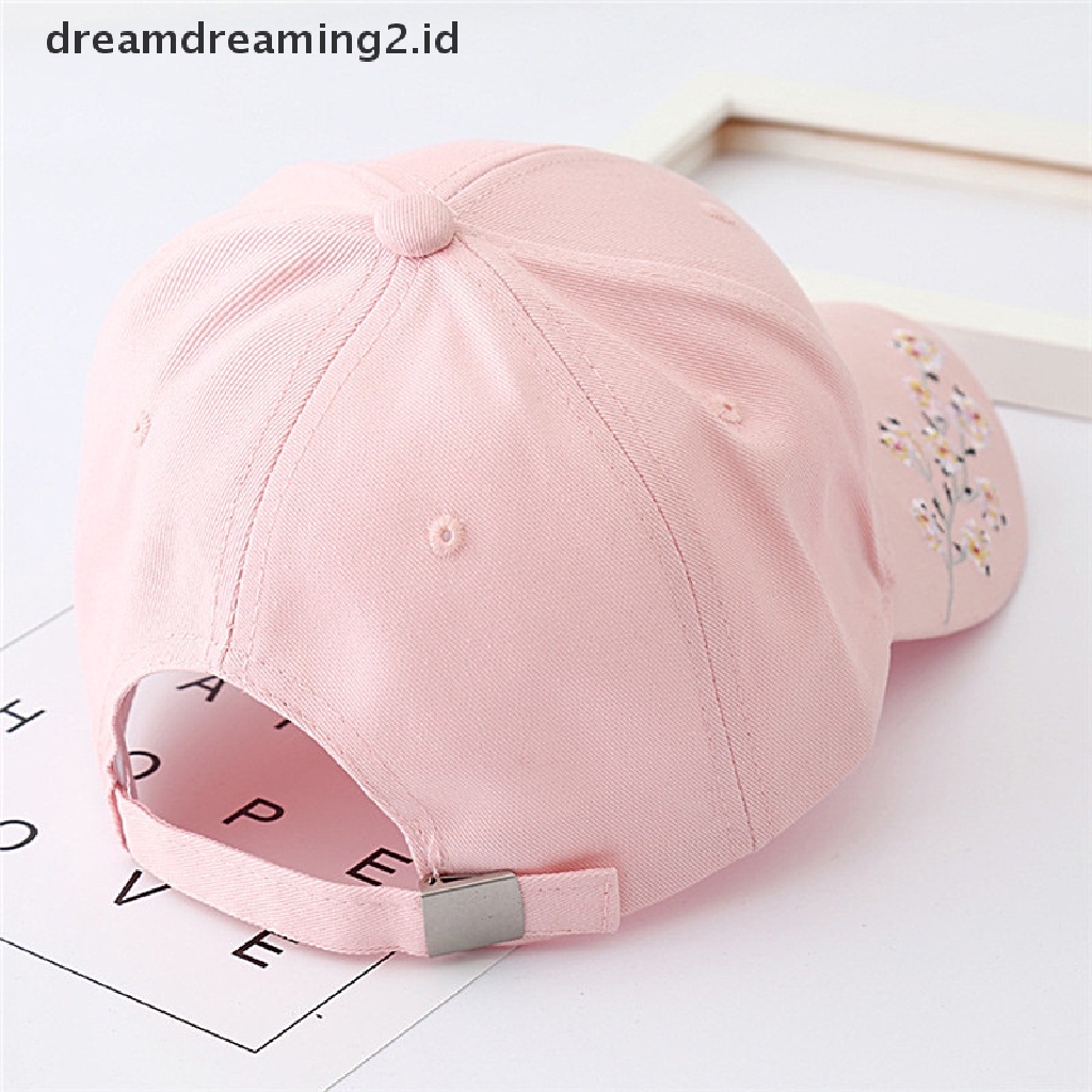 (Hot) Topi Baseball Ladies Snapback Cap Topi Wanita Bordir Bunga Sakura Topi Hot//