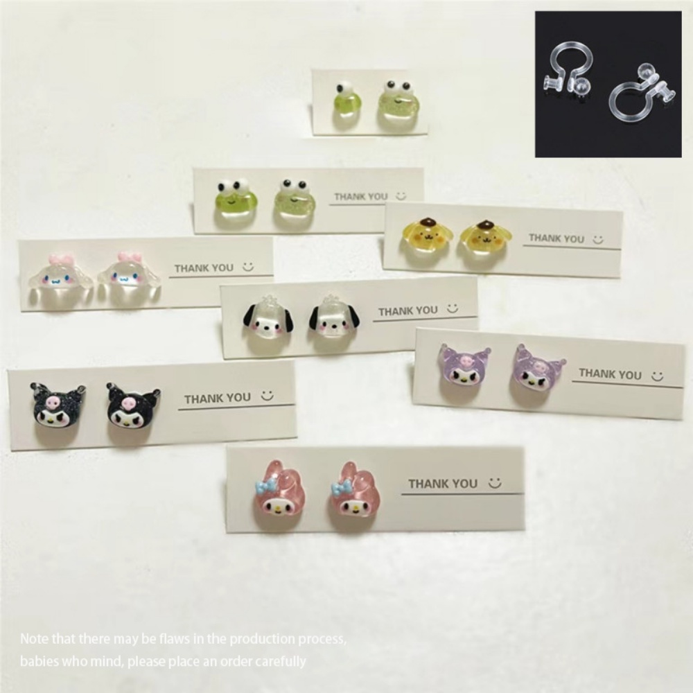 Sanrio Jepang Lucu Kulomi Anting-Anting Kecil Indah Kartun Kepribadian Girlish Hadiah Pacar Anting Perhiasan Hati Manis