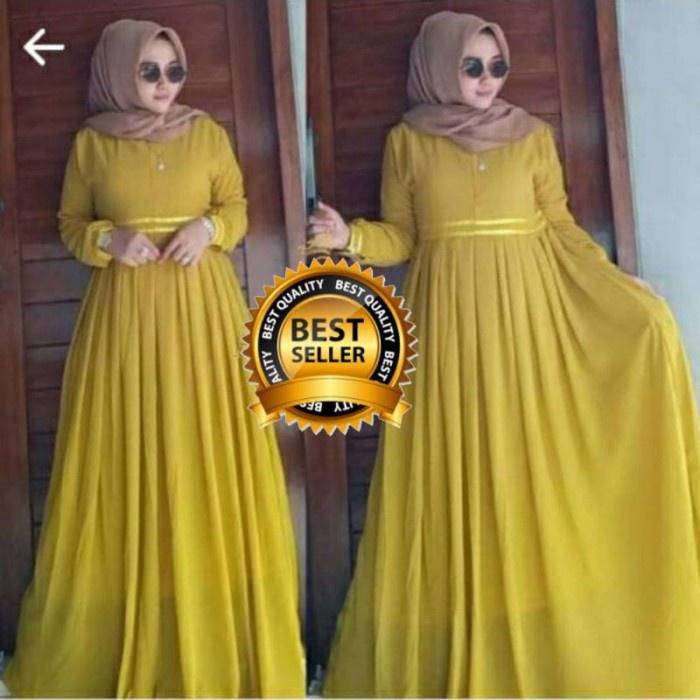 PROMO GAMIS WANITA CERUTY BABYDOLL POLOS WARNA PUTIH BAHAN CERUTY PREMIUM - MUSTARD, M KEKINIAN LEBA