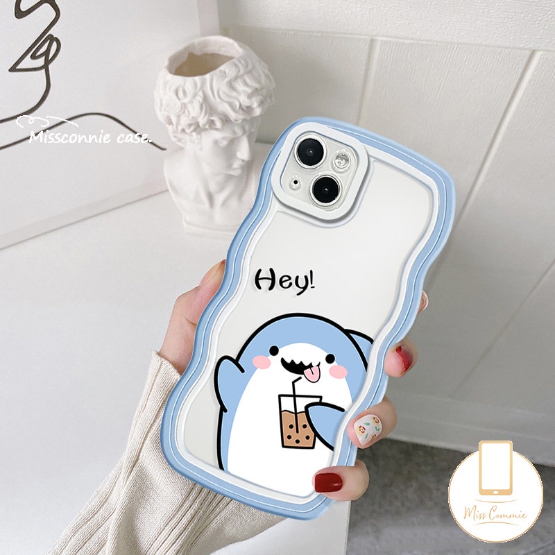 Kartun Soft Tpu Case Realme C53 C55 C35 C15 C21Y C33 C25Y C12 C25s C20 C25 C11 C30 8Pro 5s 7 5 10 9 7i 6i 9i 8i 5i 8 9Pro+ C20A C3 C17 Wavy Edge Cute Teh Susu Hiu Cover Belakang