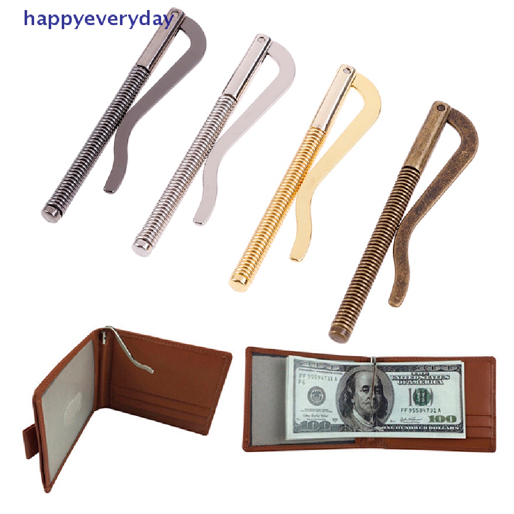 [happy] 1pc Metal bifold clip bar Dompet Ganti Suku Cadang spring clamp cash holder [ID]