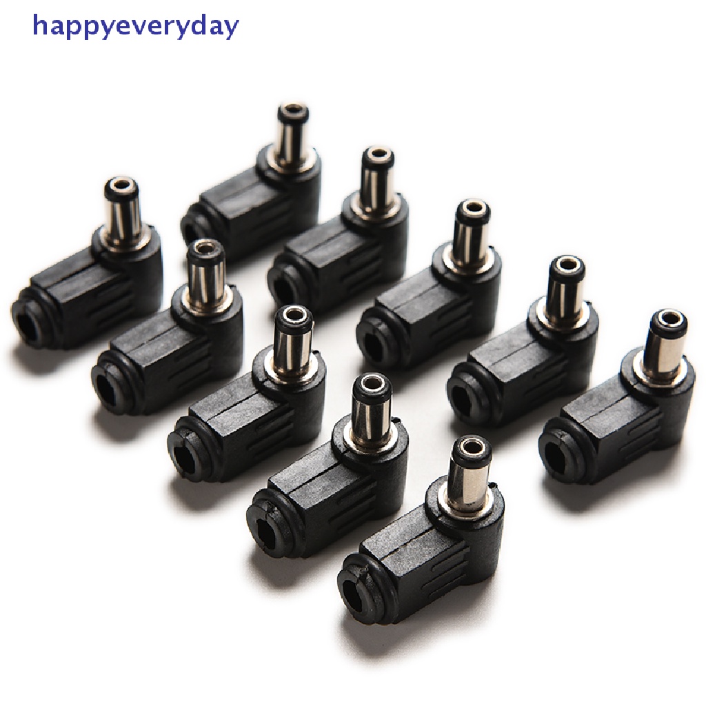 [happy] 10pcs Sudut Kanan 2.1x5.5mm 2.1mm DC Power Male Plug Solder Konektor Hitam [ID]