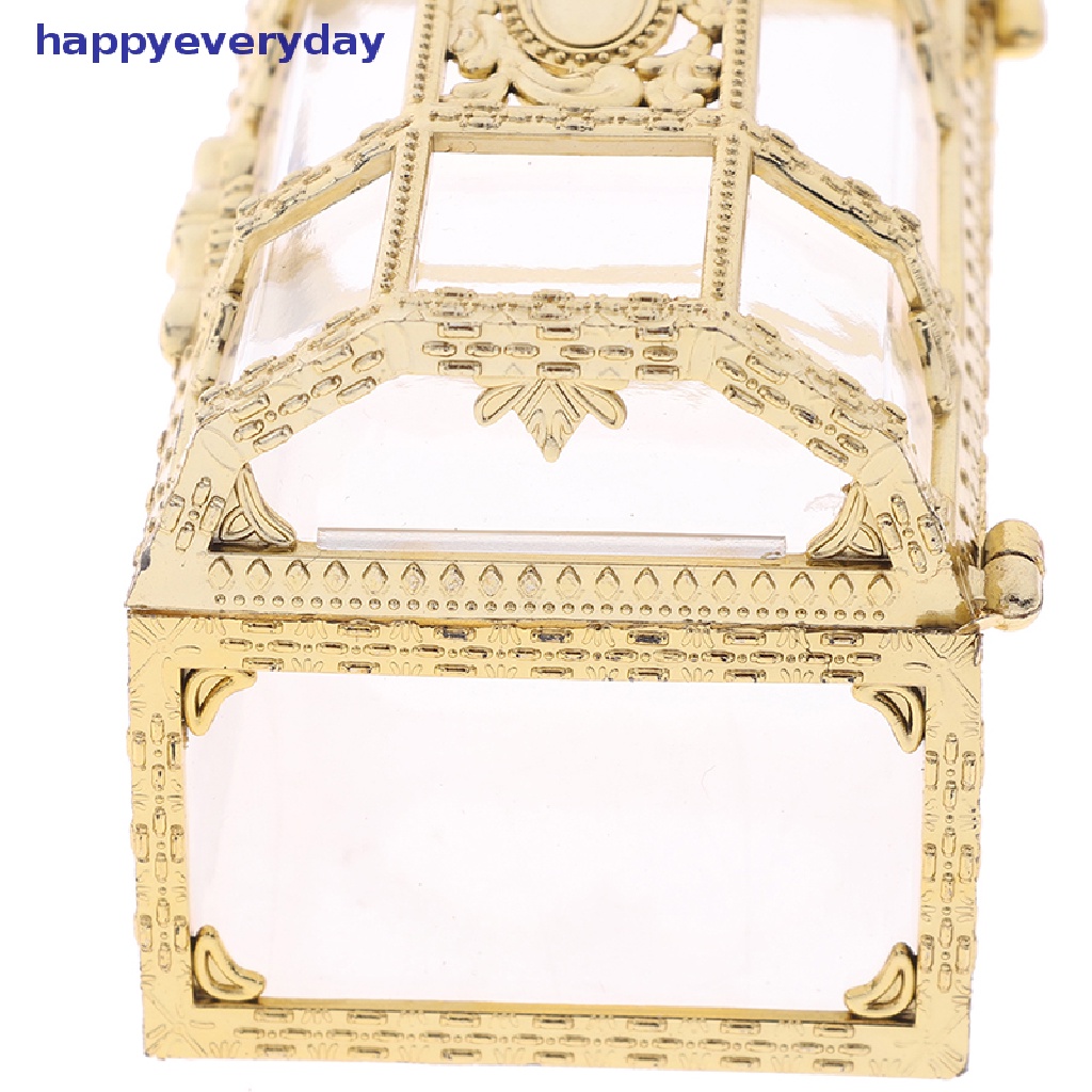 [happy] 1pc Portable Candy Hollow Gold Silver Treasure Chest Case Organizer Kotak Penyimpanan [ID]