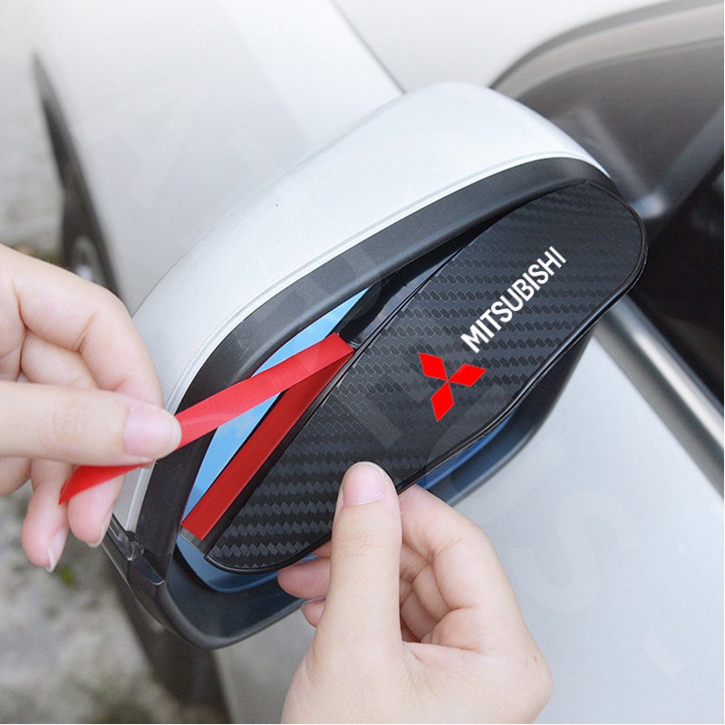 2pcs Mitsubishi Serat Karbon Mobil Spion Alis Hujan Rainproof Cover Untuk Xpander Mirage Kuda Lancer Pajero Outlander Attrage