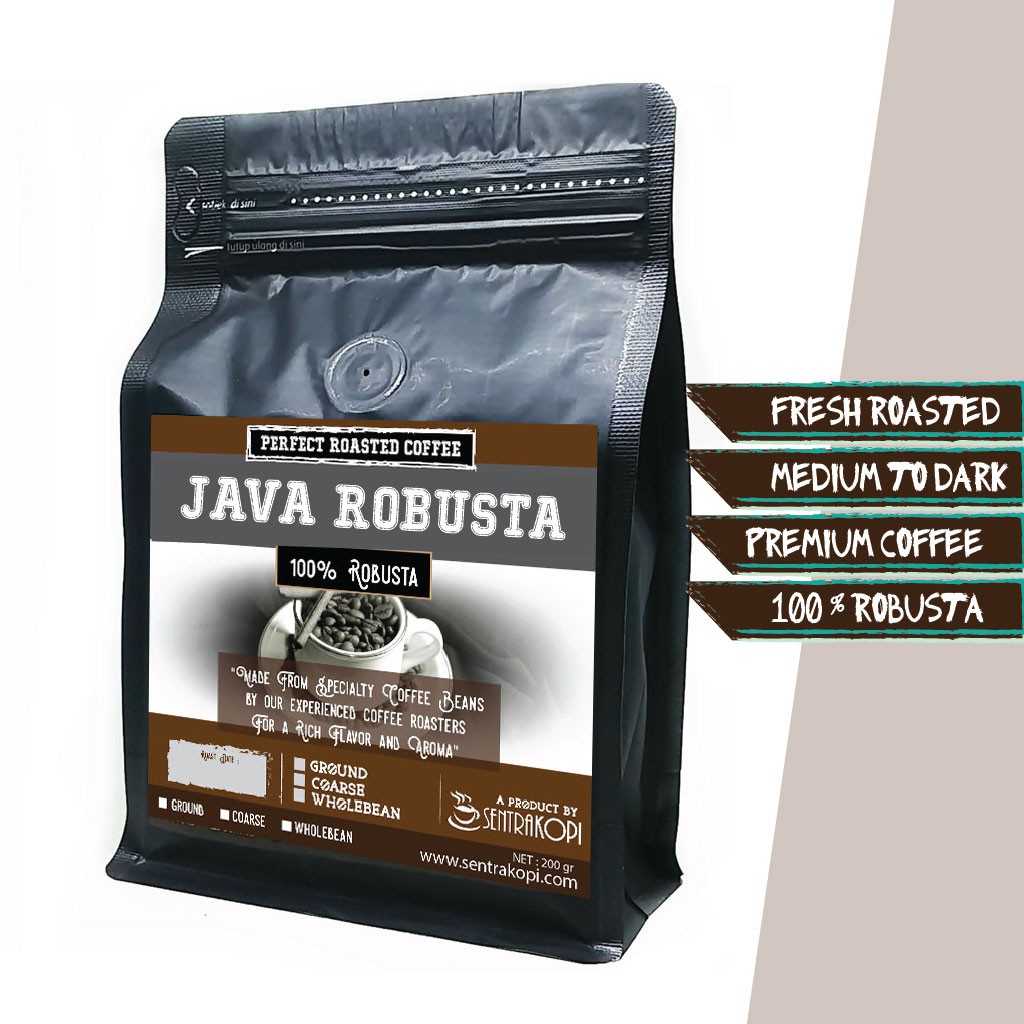 

Sentra Kopi Java Robusta 200 Gram - Bubuk / Biji - Premium Coffee