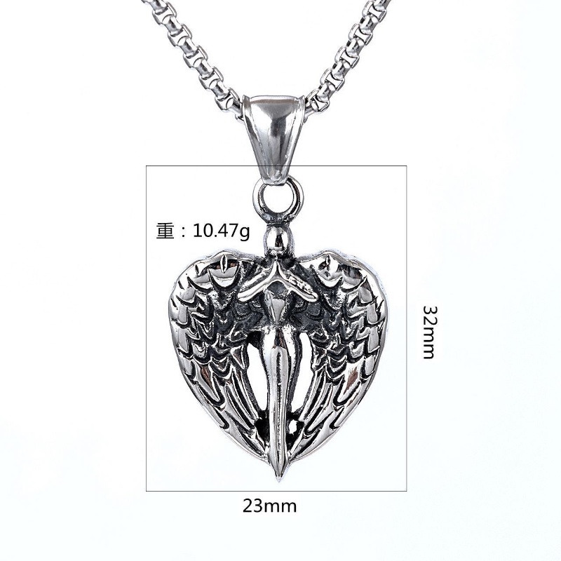 [Z H Perhiasan] Vintage Punk Angel Liontin Pria Dan Wanita Fashion Stainless Steel Kalung Hip Hop Pesta Perhiasan Aksesoris