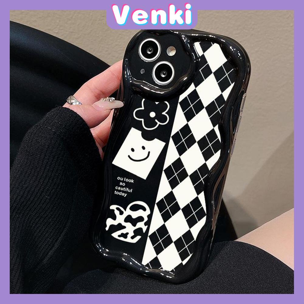 Case for iPhone 11 Pro Max TPU Soft Glossy Curved Wave Case Classic Checkerboard Camera Protection Shockproof For iPhone 14 13 12 11 Plus Pro Max 7 Plus X XR