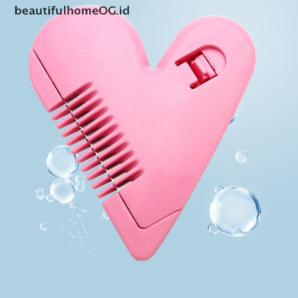 // Lebaran// New Pink Mini Hair Trimmer Love Heart Shape Hair Cutg Comb Dengan Pisau **