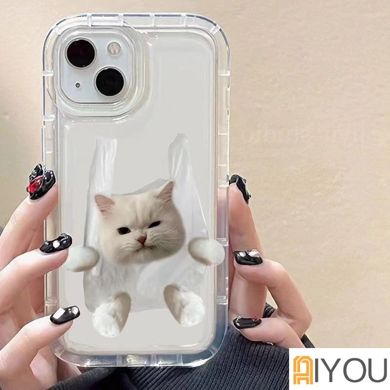 IPHONE Casing Transparan Anjing Dan Kucing Lucu Kompatibel Untuk Iphone14 13 12 11 Pro XS Max Soft Phone Casing XR X8 7 6 6S Plus Silikon TPU Shockproof Cover