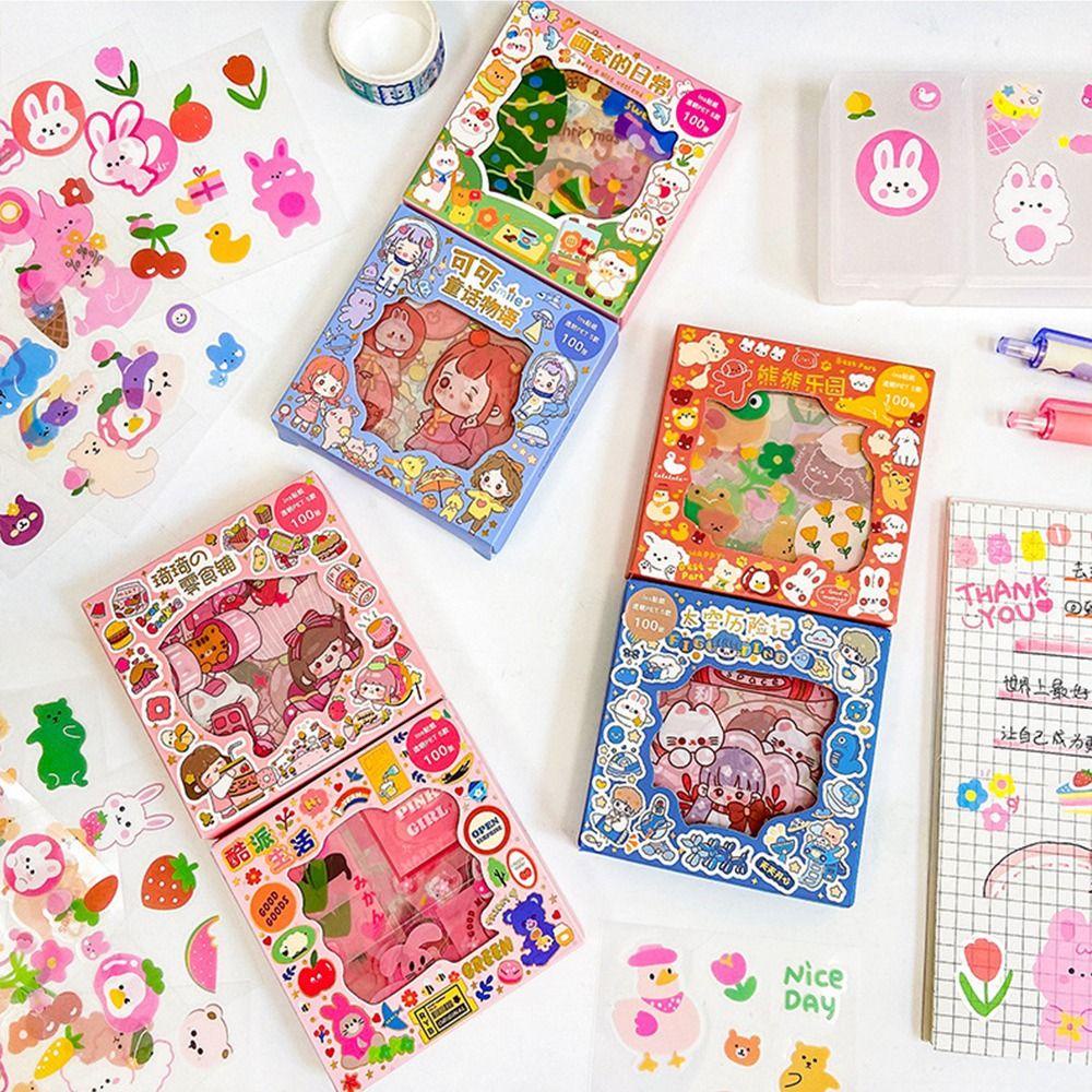 Mxbeauty Kotak Goo Card Guka Sticker Set Lucu Tahan Air Siswa Tangan Akun Diary Notebook Goo Card Stiker Dekoratif Stiker