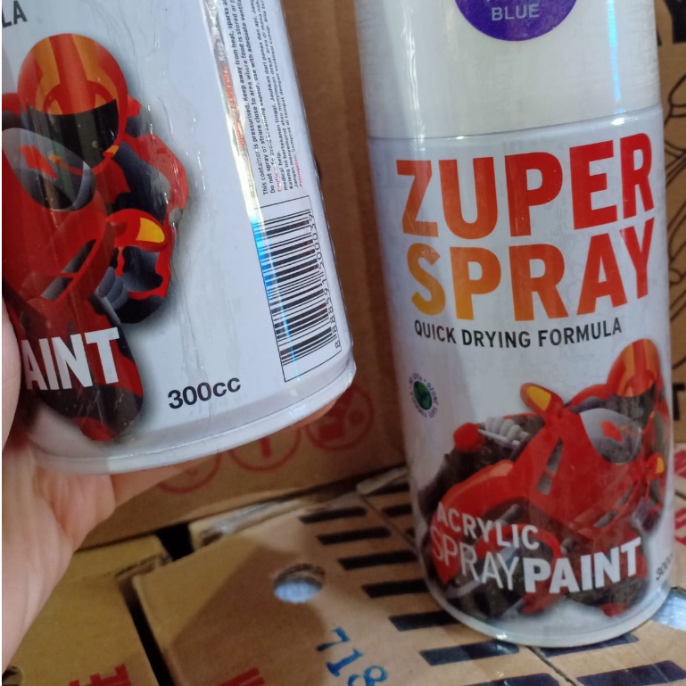 Zuper Spray Paint Pilok Pilox Cat Semprot Warna Metallic 300ml Hitam, Clear, Putih, Hijau, Merah, Biru, Silver Metalik Ready Banyak Warna (300cc)