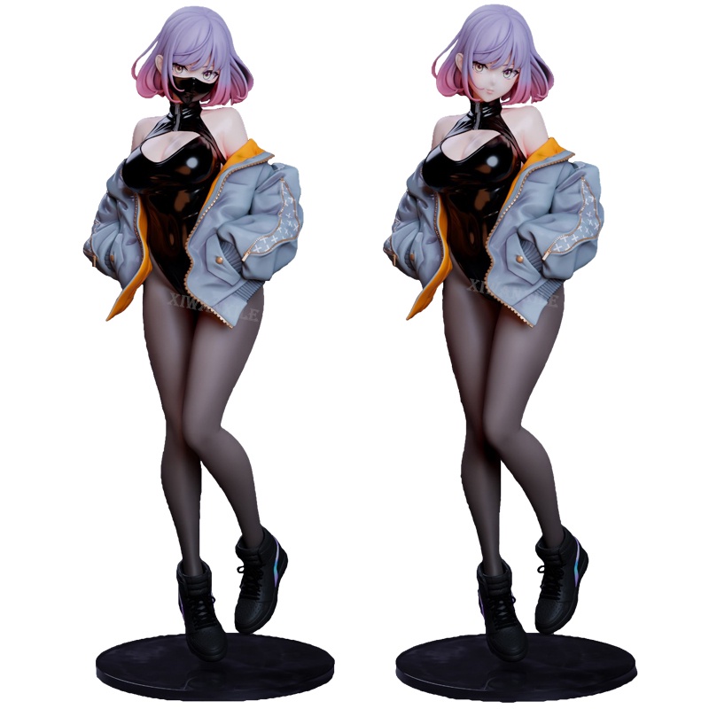 Gambar Anime Baru Desain Astrum Luna Topeng Gadis Kepala Ganda Patung Berdiri 25 cm PVC Action Figure Model Ornamen Desktop