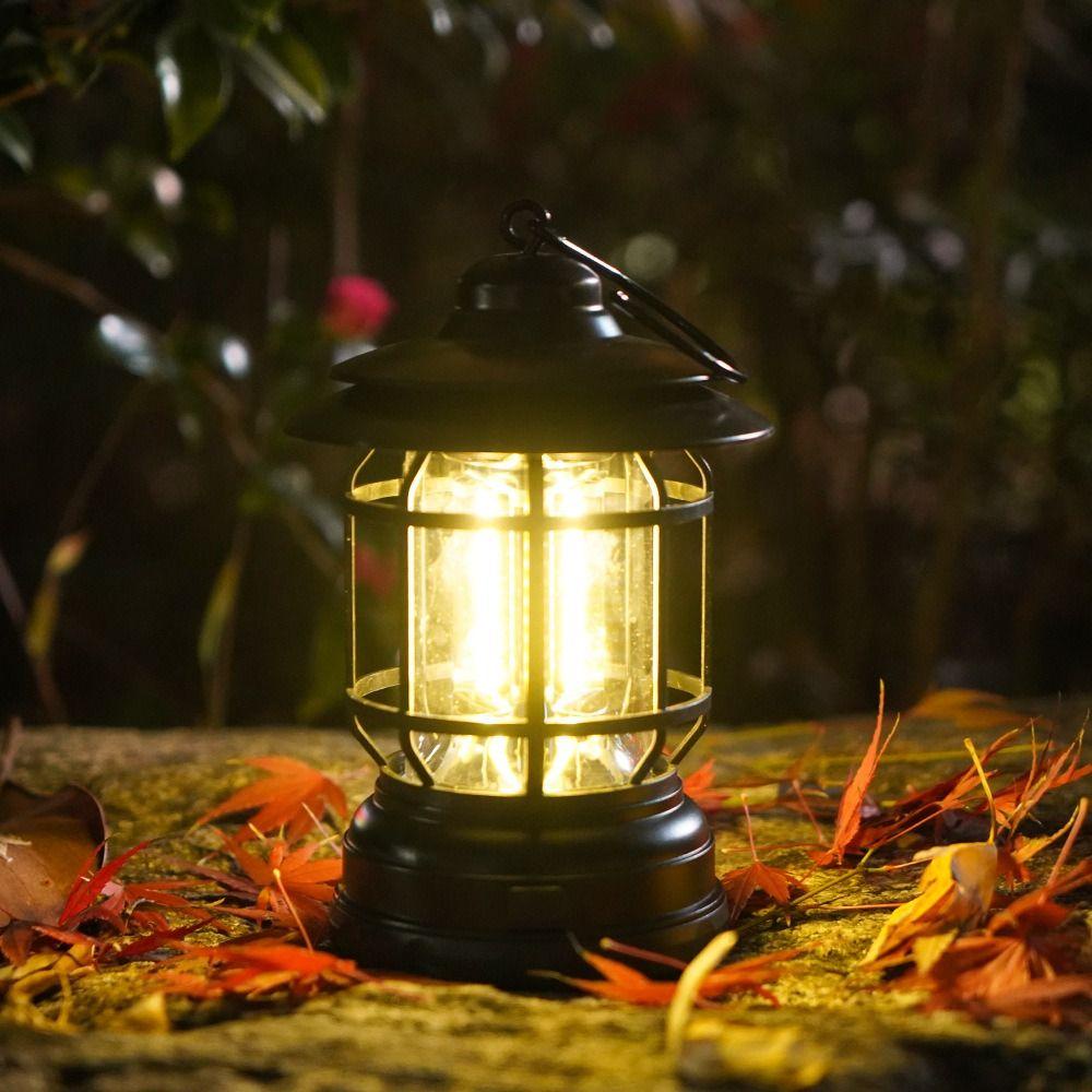 Lanfy Outdoor Camping Lampu Taman Rumput Jalan Emergency Lamp Travel Lampu Gantung Dimmer Lampu Retro Vintage Camp Lamp