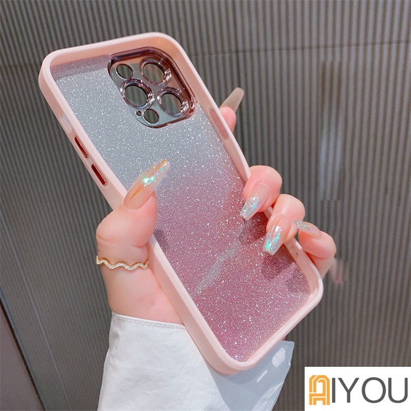 Luxury Armor Glitter Diamond Transparan Glitter Hard Case Untuk iPhone 14 Pro Max13 12 11 Plating Penutup Perlindungan Lensa Kamera