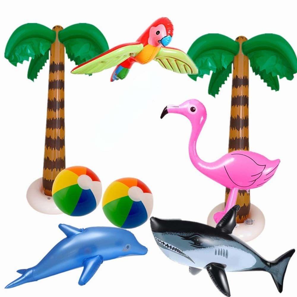 NICKOLAS1 Inflatable Tropical Palm Tree Party Decor Hadiah Anak Backdrop Decor Summer Toys Mainan Tiup Monkey Balloon Air Balloon Kolam Renang Mainan