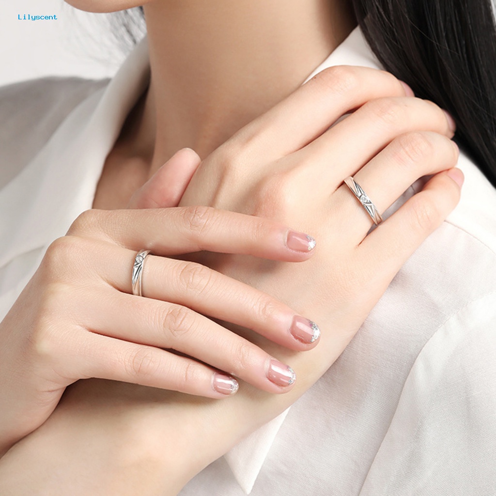 Lilyscent Cincin Jari Ringan Fashion Perhiasan Berlian Imitasi Bertatahkan Cinta Hati Engagement Ring Elegan