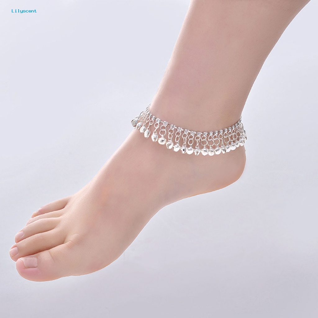 Lilyscent Alloy Rantai Kaki Untuk Pakaian Sehari-Hari Kepribadian Bell Rumbai Gelang Kaki Indah