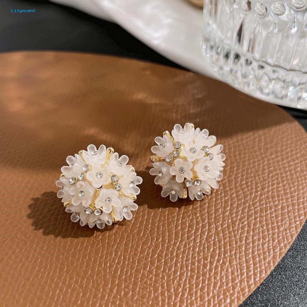 Lilyscent 1pasang Perhiasan Jatuh Anting Telinga Dekorasi Pesta Pacaran Wanita Earrings Hias Berlian Imitasi