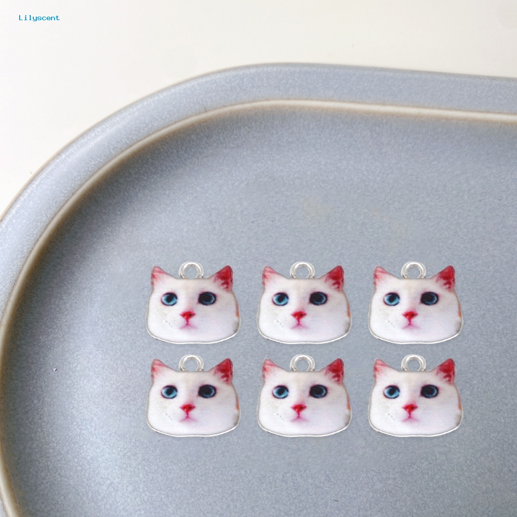 Lilyscent 1pasang Ornamen Ear Studs Liontin Aksesori Fashion Multi Gaya Enamel Kucing Kalung Liontin Dengan Lubang