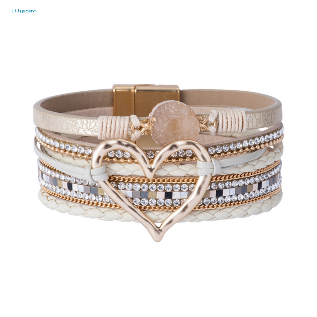 Lilyscent Bling Berlian Imitasi Wanita Gelang Fashion Perhiasan Wanita Elegan Cuff Bangle Bohemia