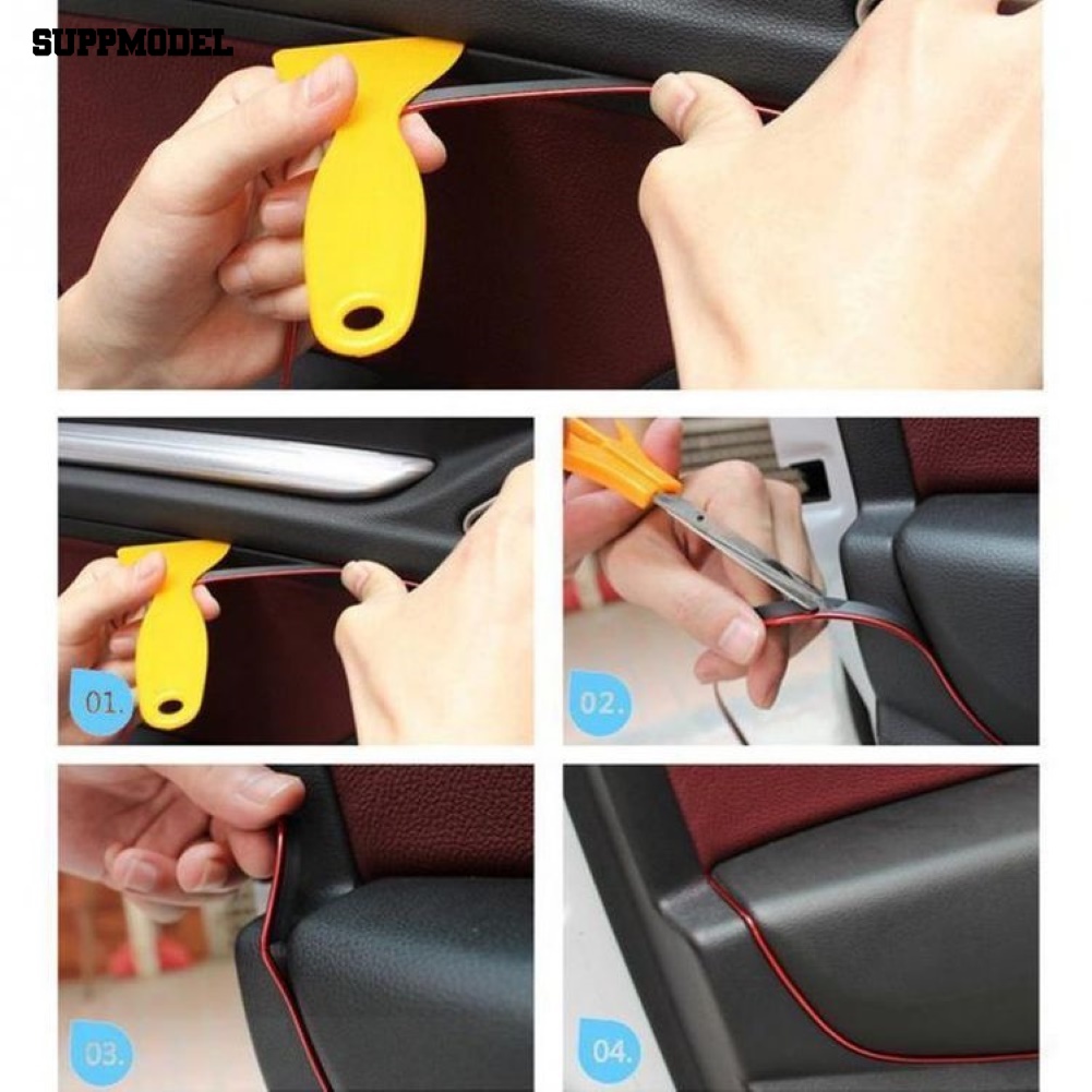 Suppmodel 5m Universal Auto Celah Pintu Interior Mobil Pinggiran Moulding Lis Strip Garis Hias