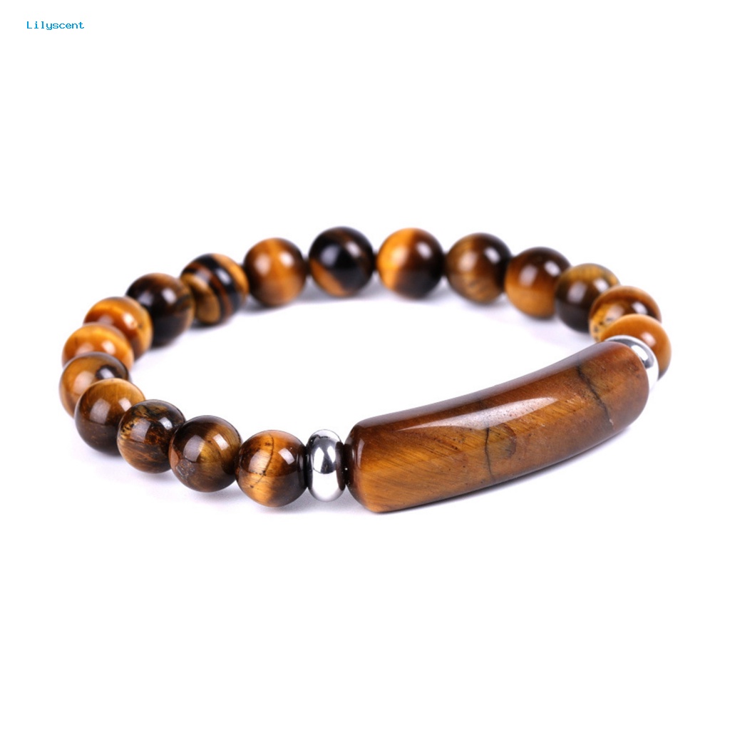 Lilyscent Tahan Aus Wanita Gelang Perhiasan Aksesoris Tiger Eye Batu Gelang Handmade