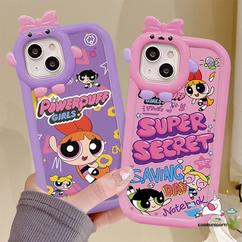 Oppo A15 A17 A57 A95 A12A16 A17K A3s A74 A7 A5s A76 A55 A96 A54 A5 A9 A16K A77 A53 Reno 7Z 5 A31 A52 A77s A16E Kartun Anak Perempuan Super Lucu Ikatan Simpul 3D Little Monster Lens Case