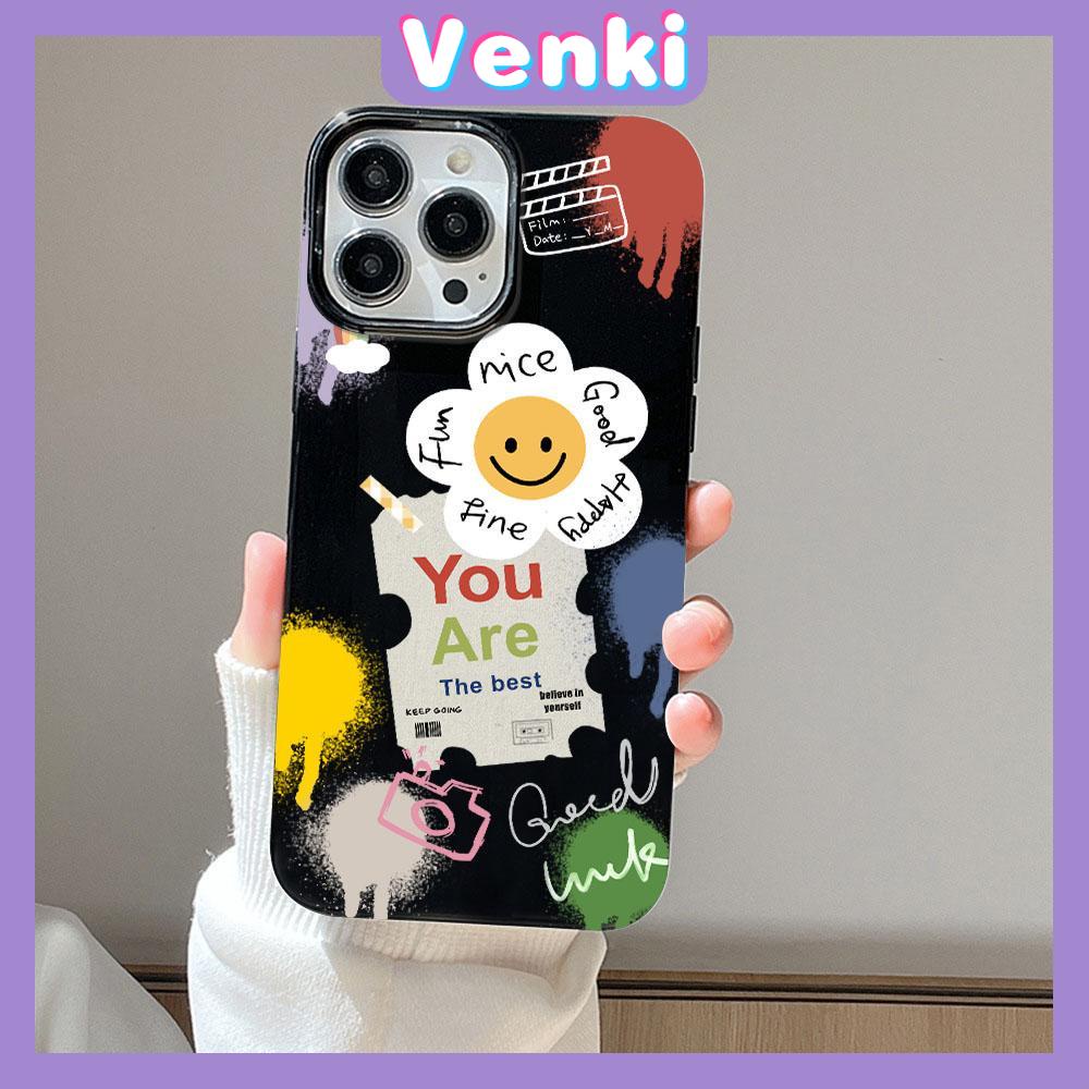 Case for iPhone 11 Soft TPU Glossy Black Candy Case Creative Collage Sunflower Smiley Camera Protection Shockproof For iPhone 14 13 12 11 Pro Max 7 8 Plus X XR