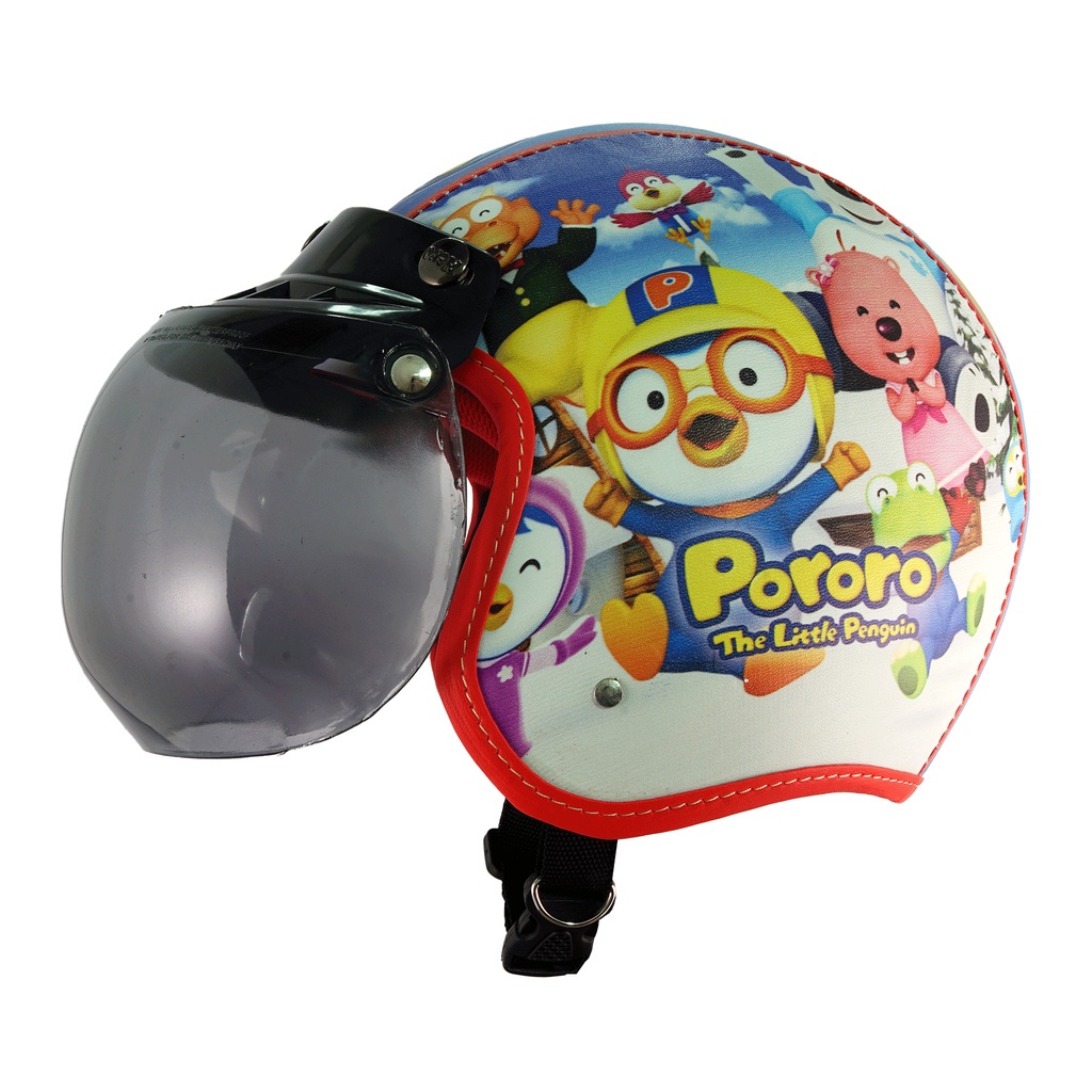 Helm Bogo Anak 2 3 4 5 6 Tahun Retro Motif Pororo Kacamata Lucu Ringan Kaca Datar Cembung