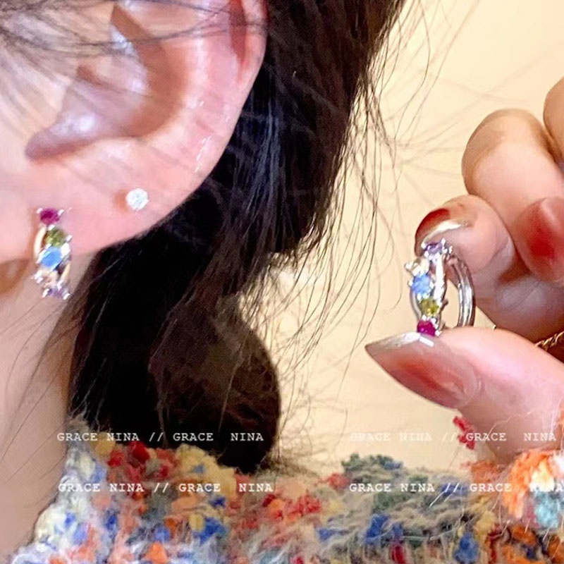 Anting Tusuk Geometris Fashion Alloy Kristal Kupu-Kupu Bintang Hati Untuk Wanita