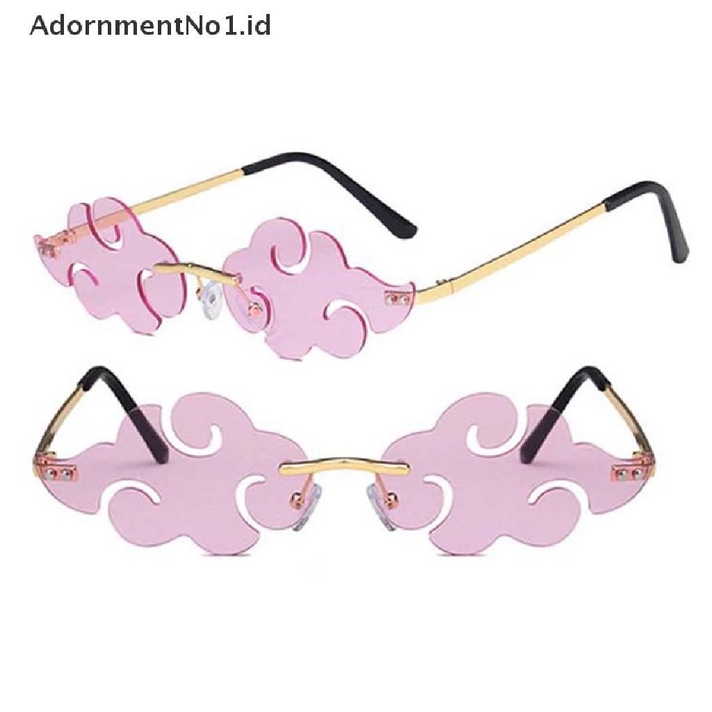 [AdornmentNo1] 1pc Anime Red Cloud Rimless Gothic Glasses Cosplay Eyewear Punk Sunglasses [ID]