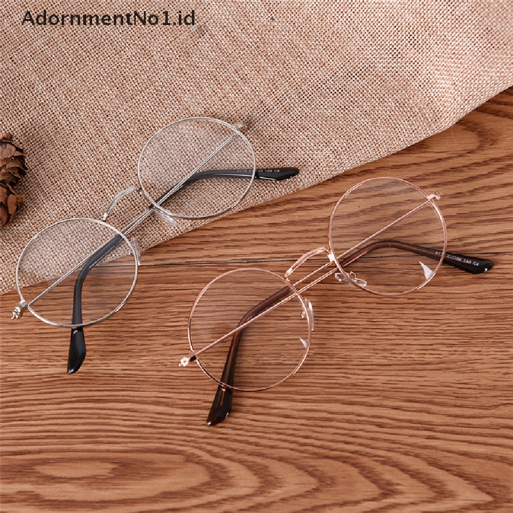 [AdornmentNo1] Kacamata Bulat Vintage Pria Wanita Frame Metal Retro Eye wear Clear Glasses [ID]