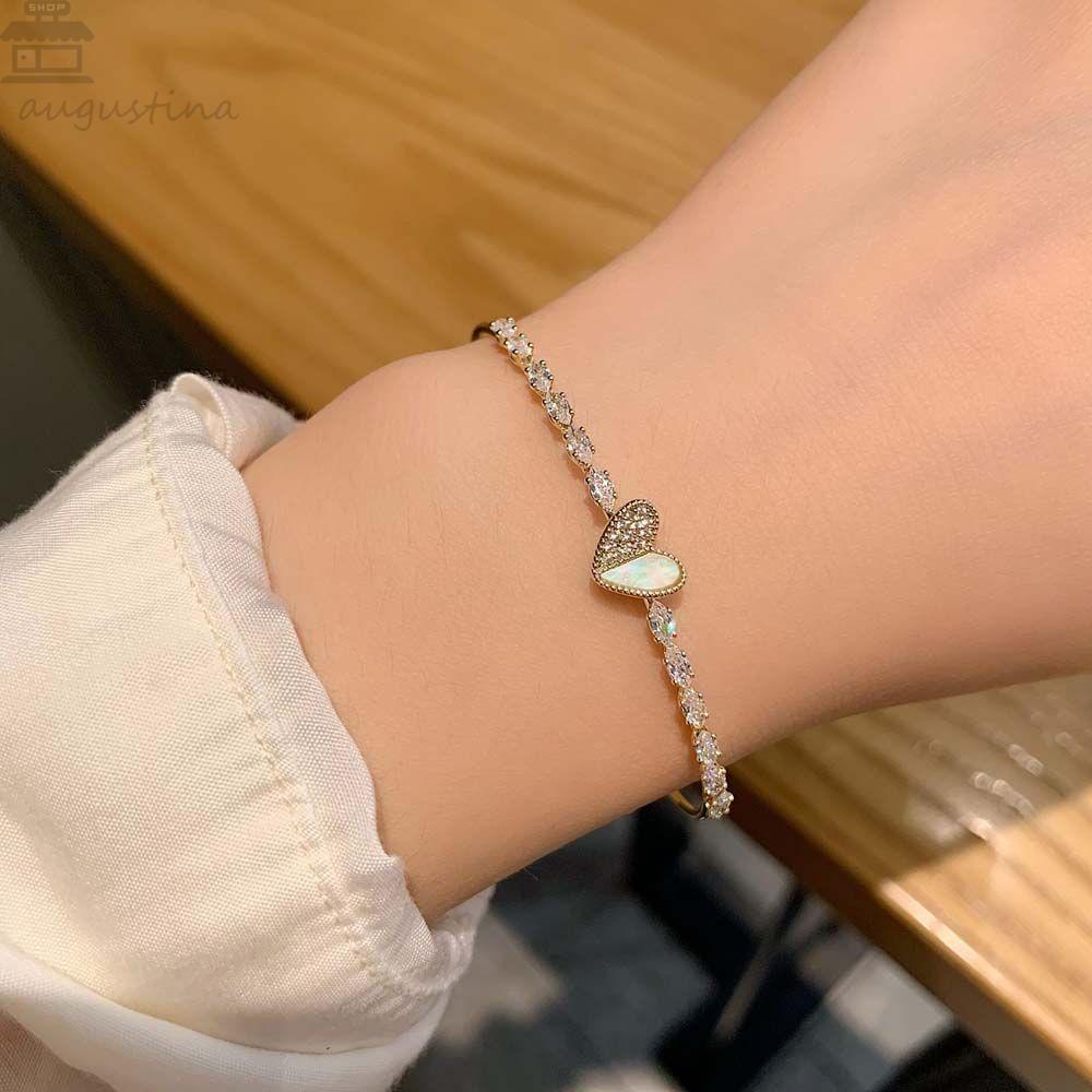 Agustina Women Bracelet Mewah Unik Wanita Hadiah Cinta Hati Perhiasan Aksesoris Bentuk C Berlian Imitasi Korea Bracelets