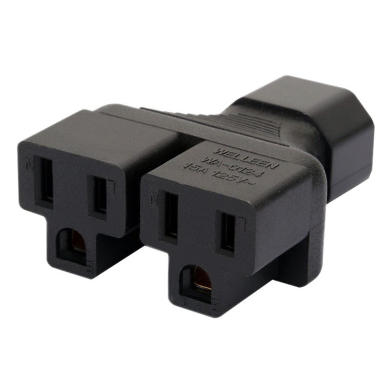 Zzz IEC320 C14 to Double IEC320 C13 C15 Nema 5-15R Adaptor Listrik AC 3termina Socket Adapter Male to Female Power Adap