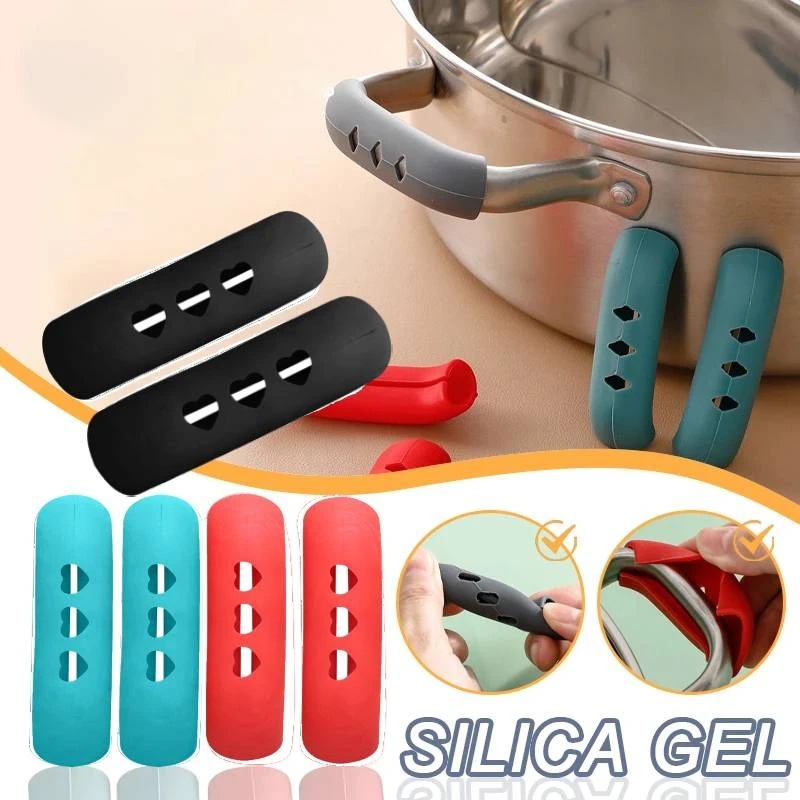 Penutup Insulasi Panas Panci Klip Telinga Isolasi Sarung Klip Aksesoris Dapur 2 Pcs Silikon Penutup Pegangan Panci Non-slip Steamer Casserole Pan Handle Holder