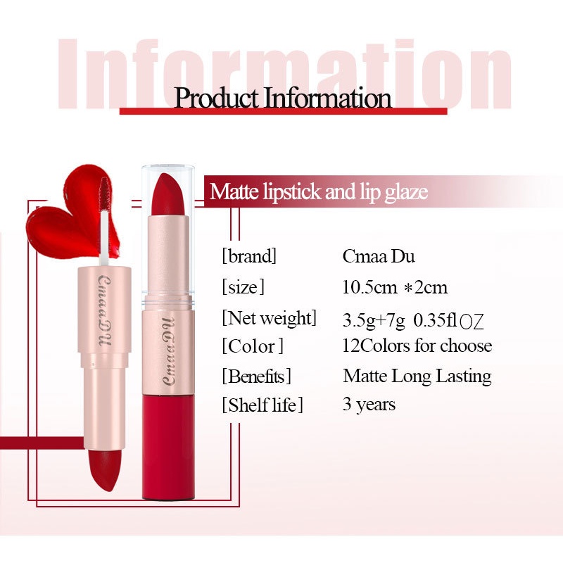 cod☜☞ready Lipstik+ Lipgloss 2in1 Melting Matte Lip Tint - Lipgloss Liptint Lipcream warna 12 lagilaku